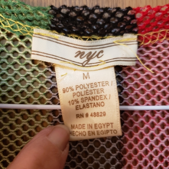 Pretty multi color, open front, long sleeve, crocheted cardigan. Great shape. - Picture 3 of 5